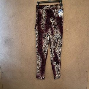 Purple Leopard print pants with pockets